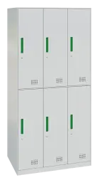 S-LINE 906 skříň 6-boxová, 1850x900x500 mm, šedá/úchytka zelená